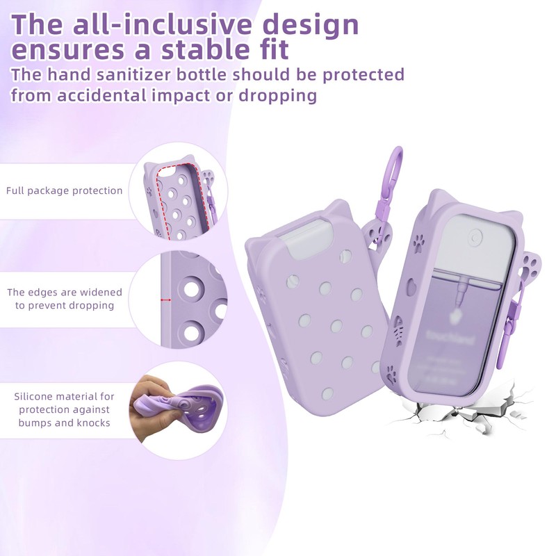 Premium Silicone Case Hand Sanitizer Spray, Portable Keychain Holder Compatible