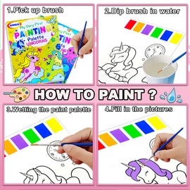 JUNQIU Water Color Paint Sets for Kids, Paint With Water: Mess Free Coloring for Toddlers-Magic Paint Set for Kids- Arts & Crafts Kit for Kids Ages 3 4 5 6 7 8- Boys Girl Activities(4Pack)
