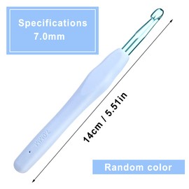 kgxulr 7 mm Crochet Hook, Aluminum Soft Grip Rubber Handle Needles Ergonomic Knitting Needles Crochet Needle for Beginners and Handmade DIY Knitting Crochet (7 mm)