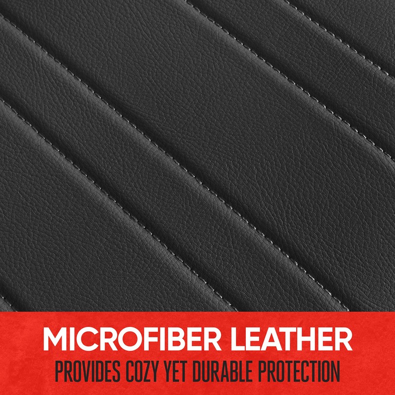 Motor Trend Black Faux Leather Car Seat Cover for Front
