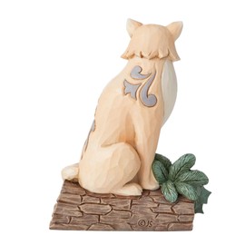 Enesco Jim Shore Heartwood Creek White Woodland Fox Sitting on Birch Log Figurine, 4 Inch, Multicolor