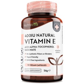 Nutravita Vitamin E 400IU D-Alpha Tocopherol C 100% Natural Vitamin E C 90 Vegan Capsules C Highly Absorbable C 3 Month Supply C Protects Cells from Oxidative Stress C Made in The UK by Nutravita