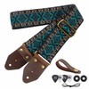 Nefelibata Guitar Strap,Jacquard Embroidery Cotton Guitar Straps with Crazy Horse