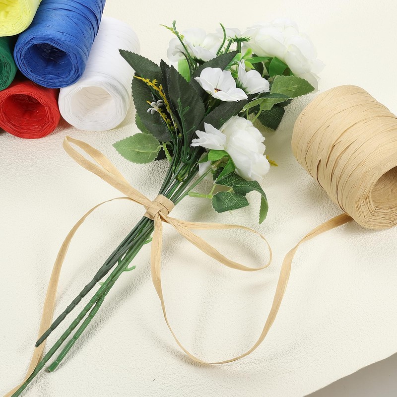 PATIKIL Raffia Ribbon 219 Yard, 1 Roll Natural Packing Paper