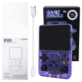 JRSHOME 2025 Upgraded R36S Retro Handheld Game Console with 128G 3.5 Inch IPS Screen Built-in 15000 Games Open Source Linux System 640x480 Resolution Portable Pocket Video Player (Purple)