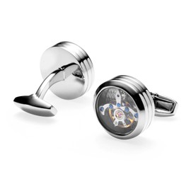 REINDEAR Deluxe Tourbillon Carbon Fiber Working Movable Watch Movement Cufflinks (Cufflinks W/Velvet Pouch)