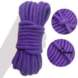 Jukway Cord 8 mm 10 Metres Soft Solid Braided Cotton Rope Cotton Cord Cotton Knot Tie Rope Thick All-Purpose Rope Cord for Bundling, Crafts, DIY Decoration (10 m Purple, 1)