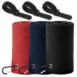 3Pcs Pro Golf Towel Microfiber Golf Towel for Golf Bags (40cm X 40cm) with Hook Loop Fastener and Gift Box, Essentials Golf Accessories for Men Golf Gifts for Men/Women(Black/Gray/Dark Blue)