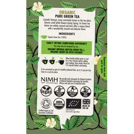 Pure Organic Green Tea| 20 Tea Bags| All-Natural Tea with No Additives/Sugar| Vegan, Vegetarian Allergen-Free, Kosher & 100% USDA Certified Organic Chai