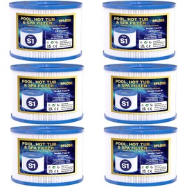 Splosh Type S1 Filter Cartridges - Pack of 6 - Replacement Filters Compatible With PureSpa Easy Set Pool Filters (Intex 29001E) - For Pools, Spa, Hot Tub