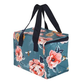 Zale Yardley Lunch Bag, Bee-utifil Floral Lunch Bag, Carry Bag, Insulated Lunch Bag, Meal Prep Cooler Bag, Tiffan Bag, Tote Bags, for Office, Work, Hiking, Outdoor Beach BBQ Camping