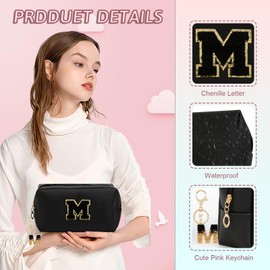 AIBFRID Birthday Gifts for Women Her,Travel Cute Makeup Bag,Large Capacity Cosmetic Bags for Women Makeup Pouch PU Leather Waterproof Cosmetic Bag (M, Black)