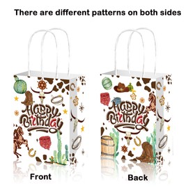 Qpout 12 Pack Cowboy Goodie Bags, Western Cowboys Gift Bags With Handles, Cowboy Party Treat Snack Candy Bags for Kids, Cowboy Theme Gift Bags for Birthday Party
