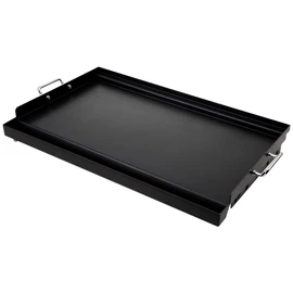 LotFun 25" x 16" Carbon Steel Cooking Griddle for Outdoor Gas Grill, Universal Griddle Flat Top Plate Insert with Grease Groove and Removable Handles for Electric/Charcoal/Gas Grill, Camping,Party