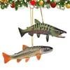 KOJIGIC 3D Brook Trout and Salmon Christmas Tree Ornament Set,