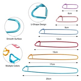 12 Pieces Stitch Holders for Knitting Uk,Knitting Stitch Holders,Knitting Accessories,Colorful Metal Safety Pin Shaped Locking Stitch Markers,For DIY Knitting Notions Crochet Needle Hooks Craft