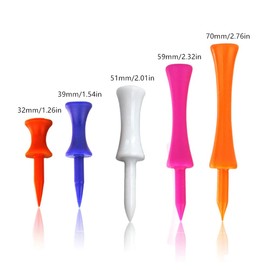 zosenda Castle Golf Tees, 100 Stück Abstufungen Kunststoff Golf Tees, haltbare gemischte Farbe abgestufte Kunststoff-Tees in 5 verschiedenen Größen (32 mm, 39 mm, 51 mm, 59 mm, 70 mm)