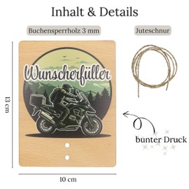 ZUKLA Packaging Money Gift Motorcycle 13 x 10 cm – Colourful Print Money Gift Packaging Wood – Money Gifts Motorcyclists – Voucher Motorcycle Gifts for Men and Women