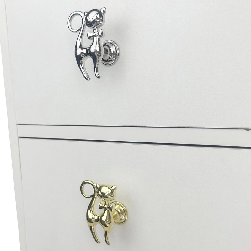 YEZILUU 2 Pack Kitty cat Cabinet knobs Bathroom Drawer knobs