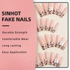 SINHOT Long Press on Square Fake Nails - Glossy Glue