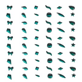 OATIPHO 120pcs Flat Back Nail Art Rhinestones Green Faceted Jewels for DIY Nail Decoration Unique Shapes and Face Art