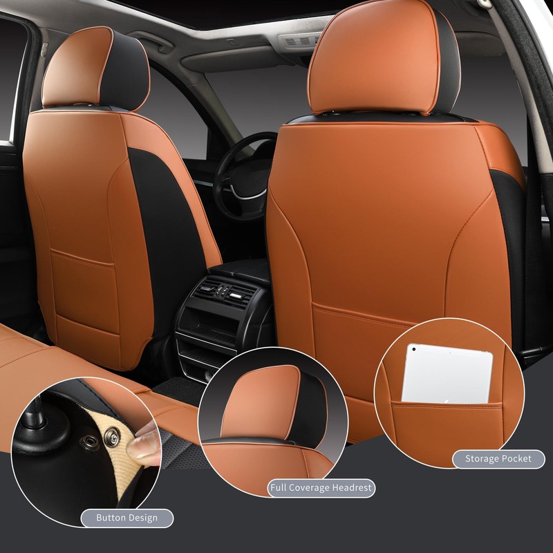 MINGBRON Leather Car Seat Covers,Car Seat Protector Waterproof,Seat Covers Full