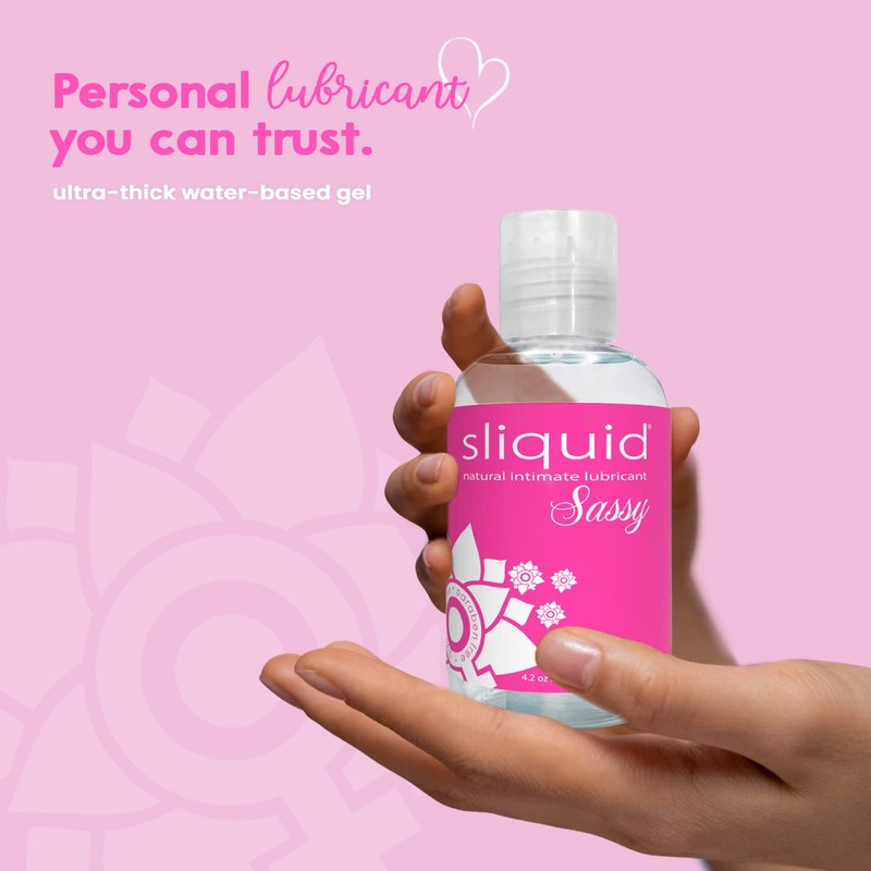 Sliquid Sassy Water-Based Lube - Thick, Long-Lasting Gel, Natural Lube