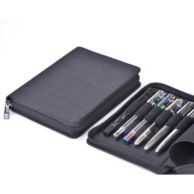 Fountain Pen Case 12 Pens Large Capacity Black Waterproof Canvas