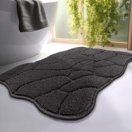 Charcoal Grey Bath Mat, 24x36 Soft Microfiber Bathroom Mat for Shower Tub Sink, Non Slip Cute Mossy Absorbent Bathmat Machine Washable