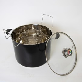 Lehman's 21.5-Quart Water Bath Canner with Pressure Gauge, Durable Stainless Steel Stockpot for Home Canning and Preserving​, Black