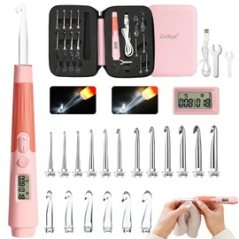 Transplant 18 in 1 LED Crochet Hook Set with Counter Pink Plastic for Crochet Beginners and Enthusiasts