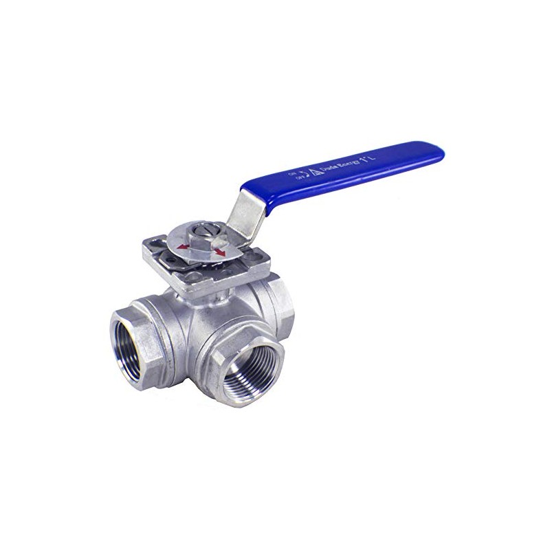 WOG200 3-Way 304 Stainless Steel Ball Valve L-Type 1" NPT