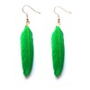 Green Feather Earrings - Handmade