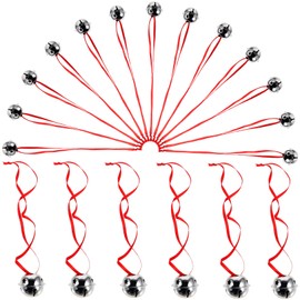 BESPORTBLE 20Pcs Sliver Jingle Bell with Red Rope Mini Hanging Christmas Bell Ornaments Metal Jingle Bell Xmas Hanging Ornaments for Christmas Tree DIY Craft Holiday Party Decoration