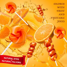 32 Pack Orange Gold Twisty & Swirl lollipops candy, No Artificial Dyes, Individually Wrapped Lollipops sucker, 16+16 Swirl Candy Lollipop, Gluten Free, Easter Snacks, Candies For Party Favors