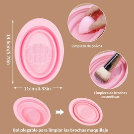 Maange Brochas Maquillaje Profesional Bolsa Esponjas Limpiador Set Kabuki Sintético Sombra Ojos Polvo Base Champán