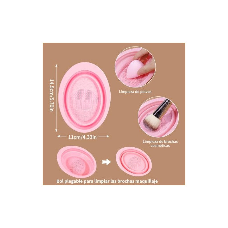 Maange Brochas Maquillaje Profesional Bolsa Esponjas Limpiador Set Kabuki Sintético
