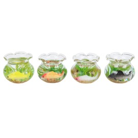 4pcs 1:12 Scale Miniature Glass Goldfish Bowl DIY Fish Bowl Glass Fish Tank Dollhouse Accessories4pcs
