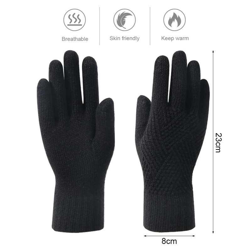 Cadimus Women's Winter Touchscreen Gloves, Thickened Winter Gloves, Double Layer