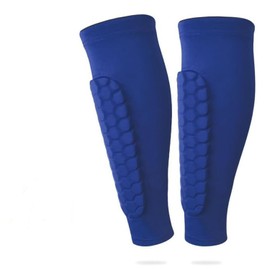 WEZCHUGHAOL 2-Pack Football Shin Guards with Honeycomb Pads - Soccer Compression Sleeves Built-in Calf Support, Breathable Shin Protectors for Men Women Youth (Blue, S)