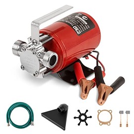 DC Utility Pump, Prostormer 12V 350GPH Electric 1/10HP Mini Portable Water Transfer Pump with Water Hose Kit
