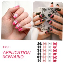 FOMIYES 40pcs DIY Nail Art Bow Charms Charm Rhinestones Nail Art Ornaments for Female Decorations