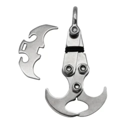 Grappling Gravity Hook Survival Carabiner Stainless Steel Multifunctional Rescue EDC Tool Tactical Emergency Key Chains for Outdoor Climbing Equipment