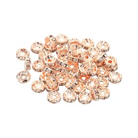 PATIKIL 8mm Spacer Beads, 100pcs Bead Spacers Rondelle Spacer Beads Rhinestone Small Round Bulk Glass Beads Crystal for Jewelry Making Bracelets Necklaces, Rose Gold