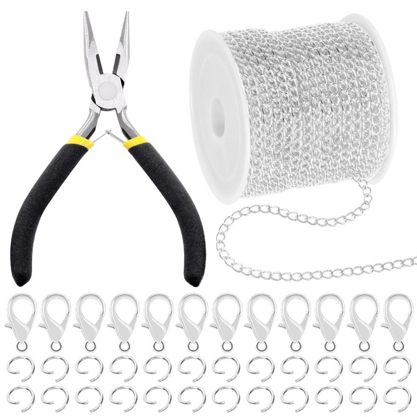 Mardatt 102Pcs Jewelry Making Chains Kit, 10 Yards Necklace Chains
