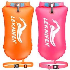 Swim Buoy for Open Water 2 Pack, 20L Swim Safety Float Waterproof Dry Bag for Swimmers Triathletes Kayakers Snorkelers, Swimming Pull Buoy for Safer Swim Training (Orange & Pink)