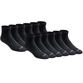 Dickies Men's Dri-Tech Moisture Control Quarter Socks Multi-Pack, Black (6 Pairs), Shoe Size: 6-12