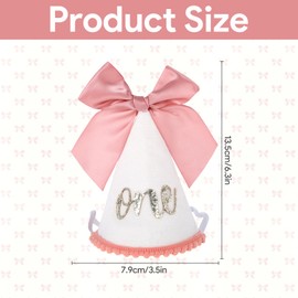 First Birthday Hat, First Birthday Decorations for Girl, Mini Baby Crown with Pink Bow Party Decorations