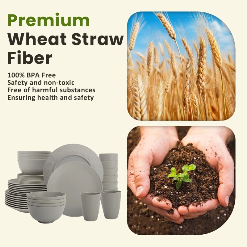 Homienly 40-Piece Wheat Straw Dinnerware Sets