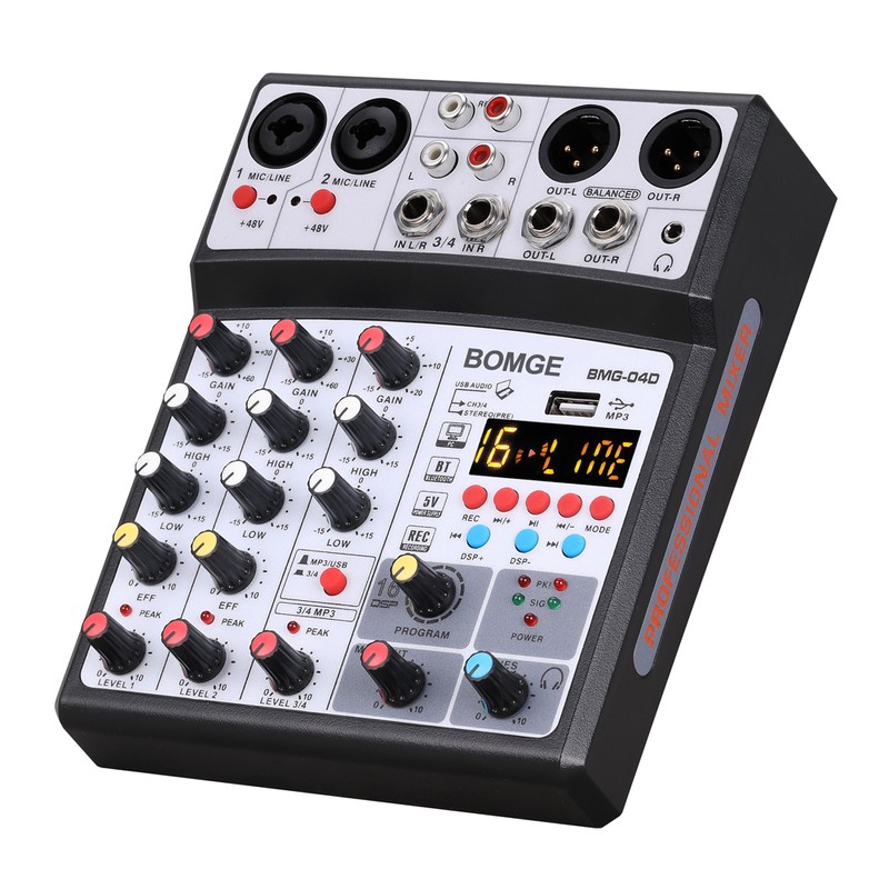 Portable 4 Channels BT Audio Sound Mixer Multifunctional Mixing DJ